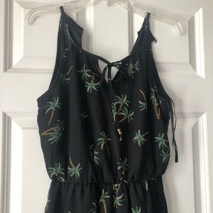 Black with palm trees romper